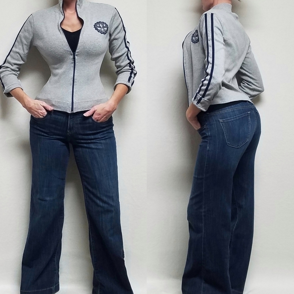 VINTAGE 90s Route 66 Womens LaCrosse League Chapions Grey Blue Zip Up Sweatshirt